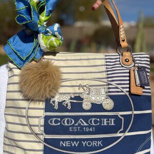 Coach Poppy Patchwork Tote with Scarf and Charm